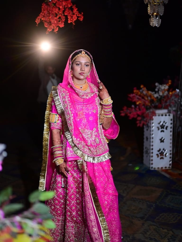 Rajasthani bride solo portrait night